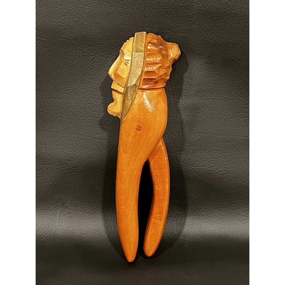 Vintage Carved Wooden Head NUTCRACKER Figural Man " 9" ~ CREEPY & FUN